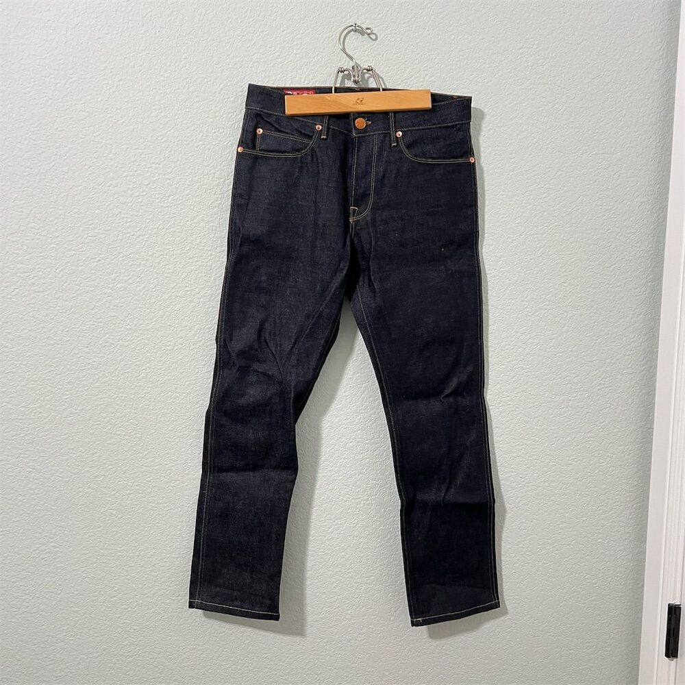 Freenote Cloth Men's Dark Denim Straight Jeans Size 30x29.5 Button Fly